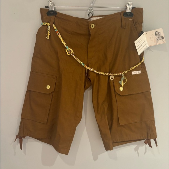 Baby Phat y2k Brown Cargo Shorts with Chain Detail - Picture 1 of 5